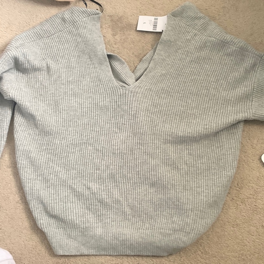 grey knot back sweater